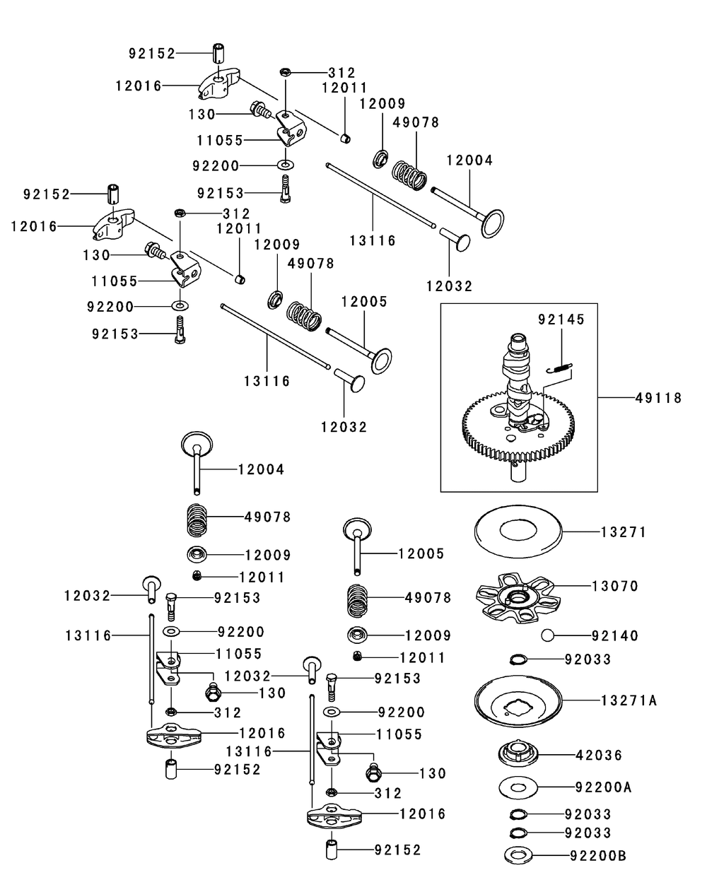 Kawasaki Fr651v-As05 Valve And Camshaft Diagram and Parts List for Z-FORCES48 (17AI5BHB-17AI5BHB010)(2013) Cub Cadet Lawn Tractor